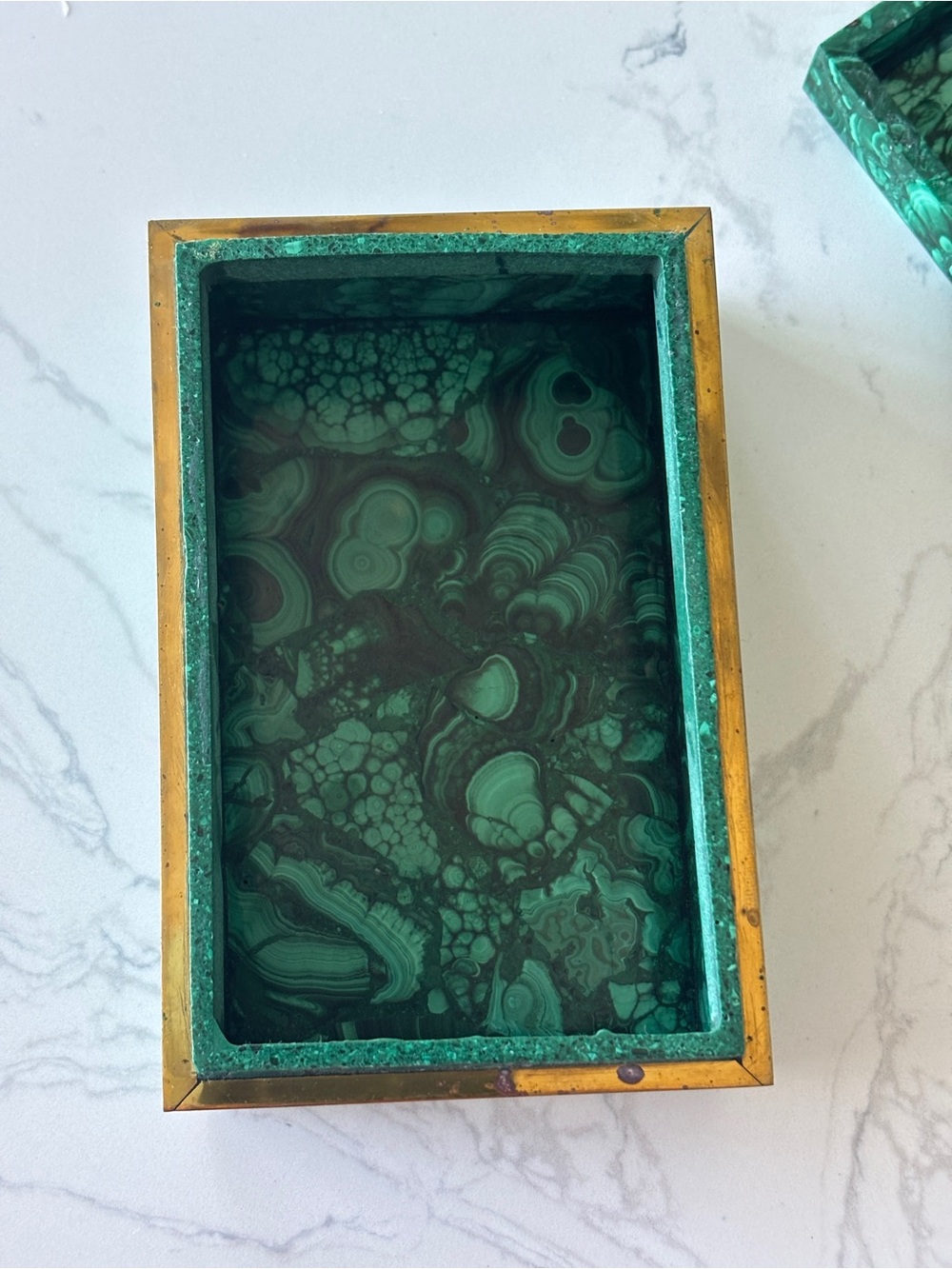 Vintage Malachite Stone Handcrafted Trinket Box - Picture 8 of 13